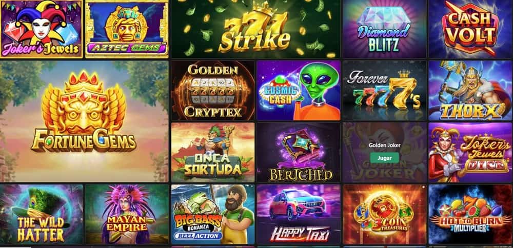 Sección de tragamonedas en el casino Betmexico